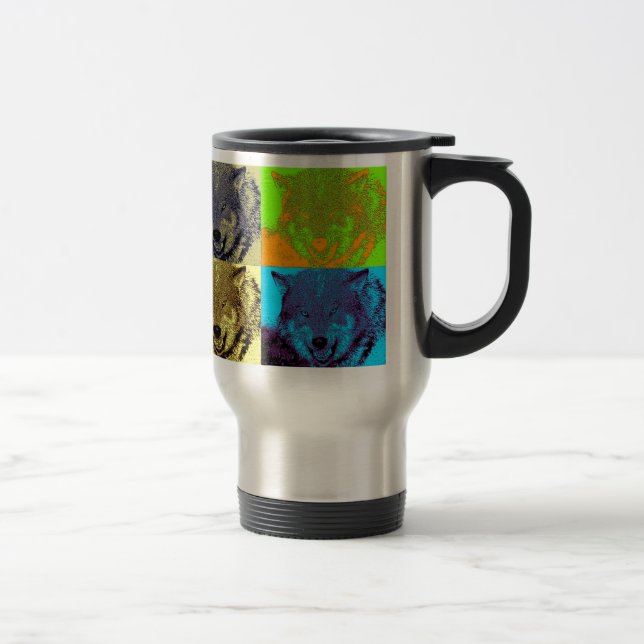 Mug De Voyage Pop Art Grey Wolf (Droit)