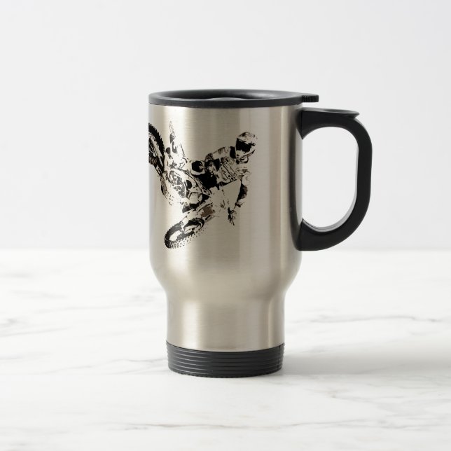 Mug De Voyage Pop Art Motocross Motorcyle Sport (Droit)