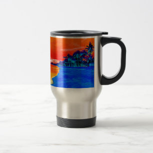 Mug De Voyage Pop Art Plage Exotique Palmiers