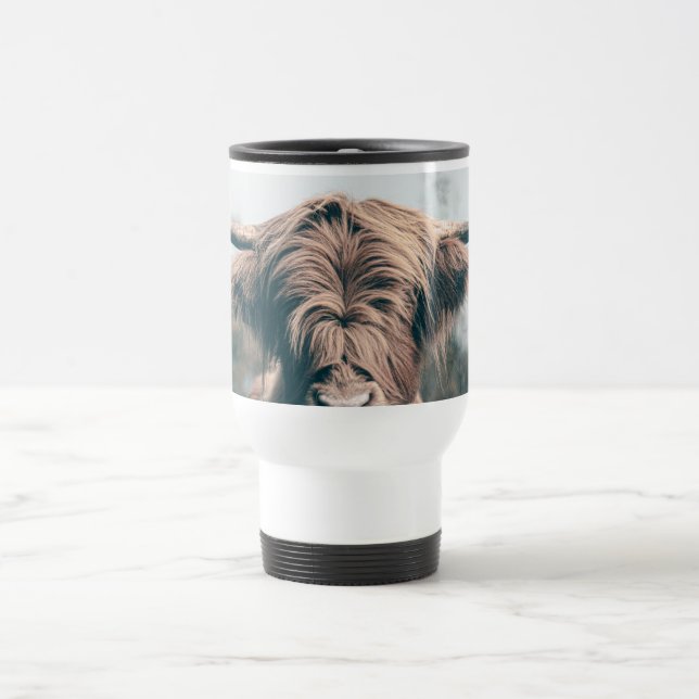 Mug De Voyage Portrait de vache Highland (Centre)