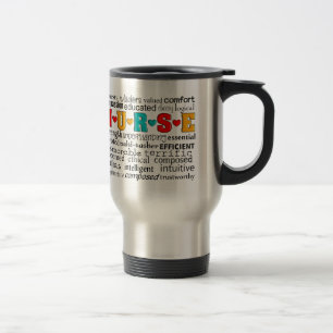 Mug De Voyage Positif d'infirmière décrivant des cadeaux de mots