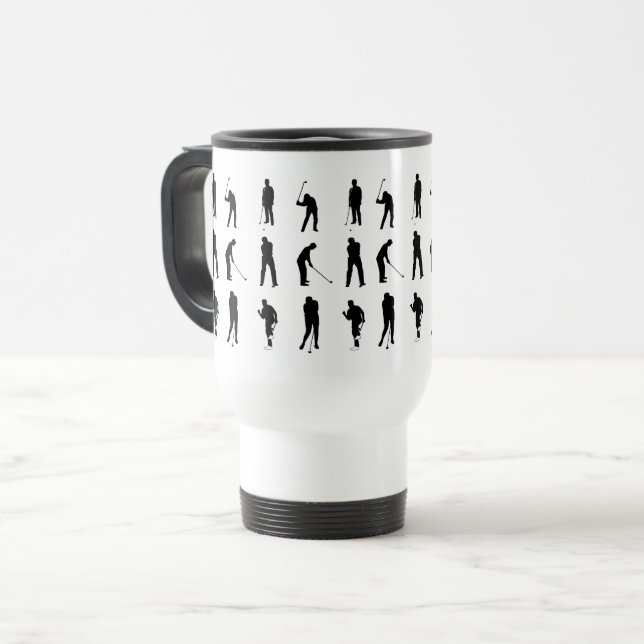 Mug De Voyage Positions de golfeurs Motif Silhouette (Devant gauche)