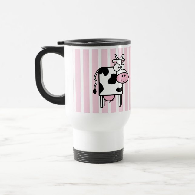Mug De Voyage Poster de animal de fille de vache souriante (Gauche)