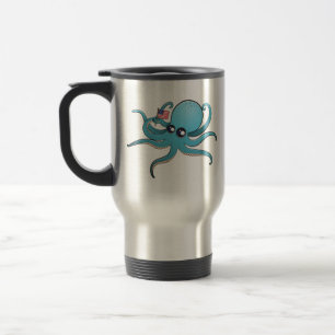 Mug De Voyage Poulpe tenant le drapeau américain