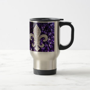 Mug De Voyage Pourpre de Fleur De Lis Sequins de bijou