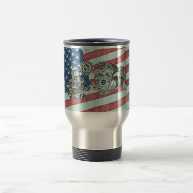 Mug De Voyage Premier répondeur patriotique (Centre)