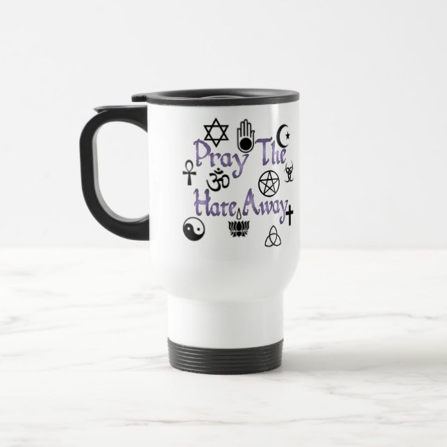 Mug De Voyage Priez le pourpre de haine loin (Gauche)