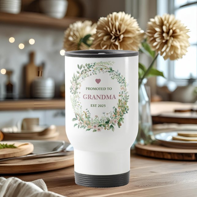 Mug De Voyage Promu à Grand-mère Est. 2025 (Créateur téléchargé)