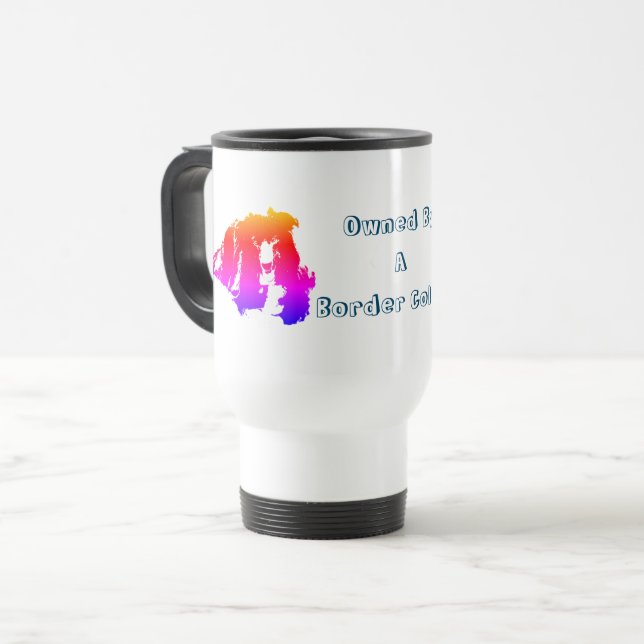 Mug De Voyage Propriété D'Un Collie Frontière Drôle Chien Drôle (Devant gauche)