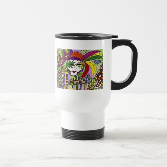 Mug De Voyage Psychédélique Mardi Gras Plumes Masques Cadeaux Vê (Droite)
