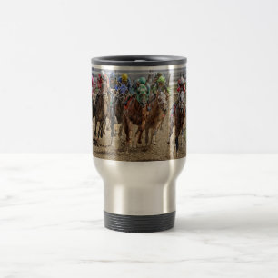 Mug De Voyage Pur sangs de cheval arrondissant le dernier tour