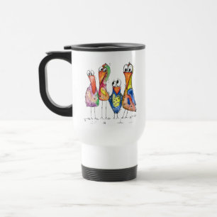 Mug De Voyage Quatre Beaux Oiseaux Bleus Bleus