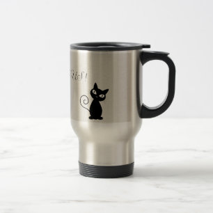 Mug De Voyage Quirky Whimsical Black Cat Glittery-Bonjour magnif