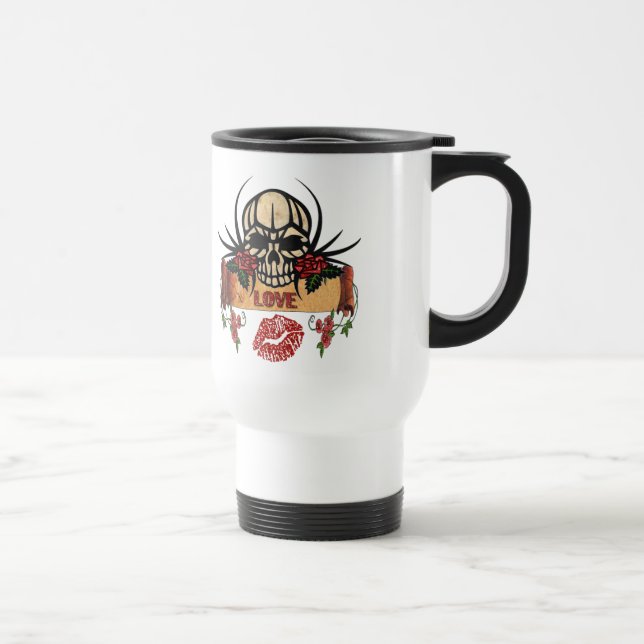 Mug De Voyage RAB Rockabilly Crâne Roses Love Lipstick (Droite)
