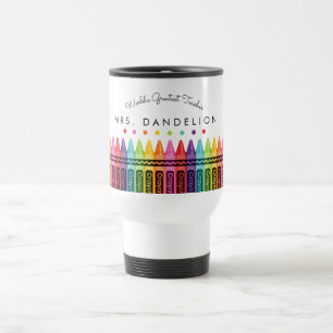 Mug De Voyage Rainbow Crayons Worlds Plus grand enseignant Voyag