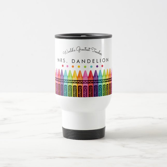 Mug De Voyage Rainbow Crayons Worlds Plus grand enseignant Voyag (Centre)