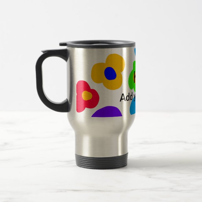 Mug De Voyage Rainbow flower pride amour ajouter nom texte lqbtq (Gauche)