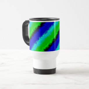 Mug De Voyage Rayures de verre brisé bleu vert