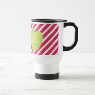 Mug De Voyage Rayures roses et professeur vert d'Apple
