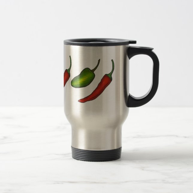 Mug De Voyage Red Green Chilli Pepper Japapeño Légumes (Droit)