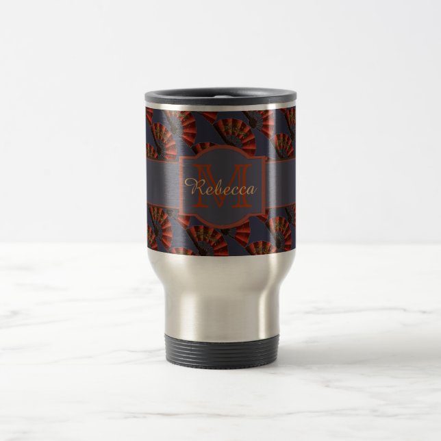 Mug De Voyage Red Japanese Antique Fans Elegant Personalised (Centre)