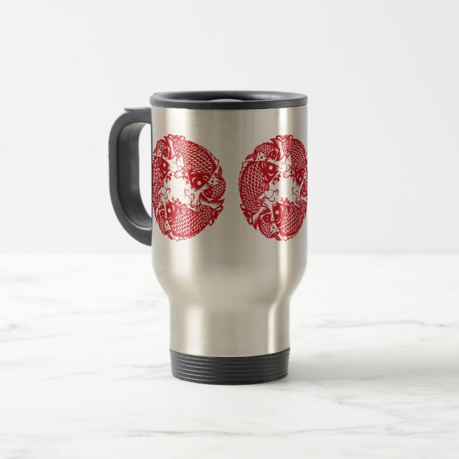 Mug De Voyage Red Whirling Koi Carp Fish Group (Devant gauche)