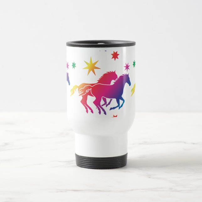 Mug De Voyage Regenbogen Pferde (Centre)