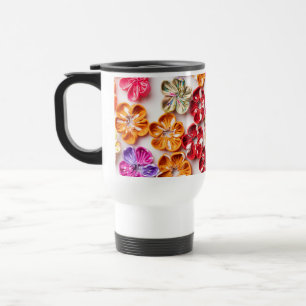 Mug De Voyage Ressort tissu cousu artisanal Fleurs Multicolor