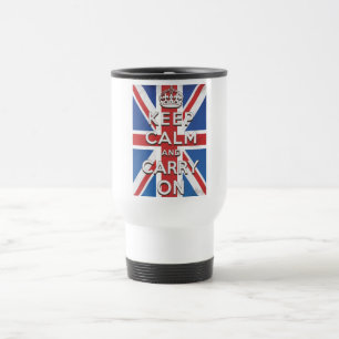 Mug De Voyage Restez calme et continuez sur le drapeau britanniq