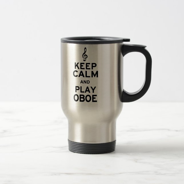 Mug De Voyage Restez calme et jouez à Oboe (Droit)