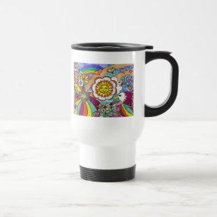 Mug De Voyage Retro 60s Psychedelic Sunshine Aigle Cadeaux
