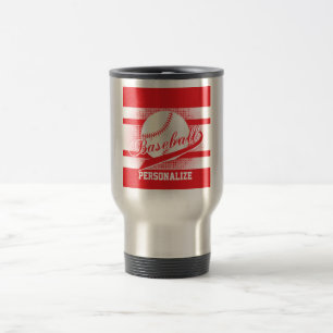 Mug De Voyage Rétro style rouge de base-ball