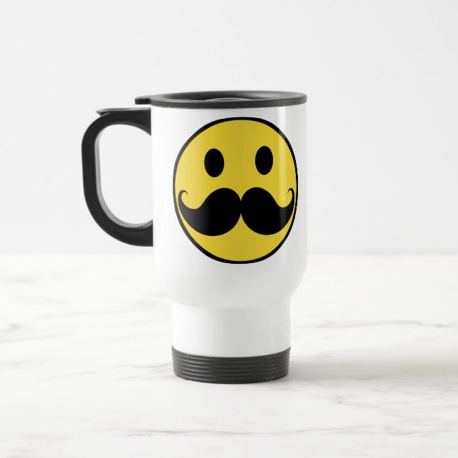 Mug De Voyage Rétro visage de jaune de moustache (Gauche)