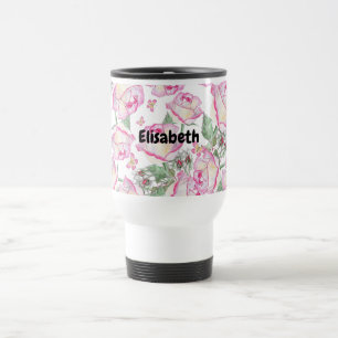 Mug De Voyage Romantique blanc rose jaune d'été rose floral