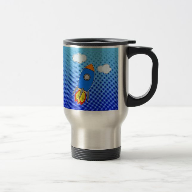 Mug De Voyage Roquette De Dessin Dans Le Ciel Bleu (Droit)