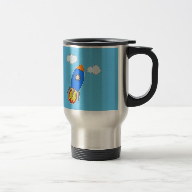 Mug De Voyage Roquette D'Espace De Cartographie Dans Le Ciel Ble (Droit)