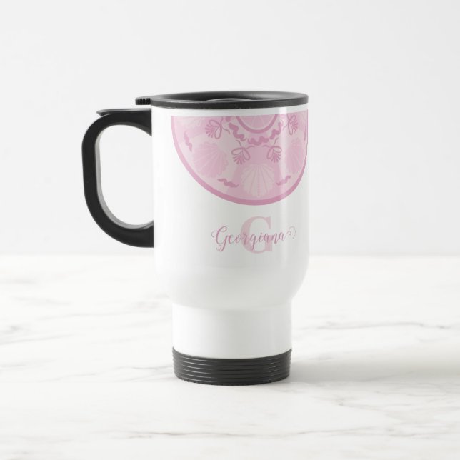 Mug De Voyage Rose Dusky personnalisé Grand Millennial Mandala (Gauche)
