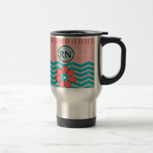 Mug De Voyage Rose et bleu de motif de RN Chevron