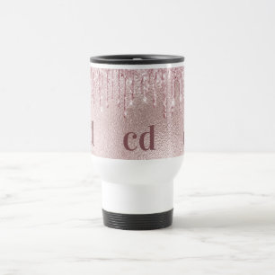 Mug De Voyage Rose gouttes d'or rose monogramme personnalisé ros