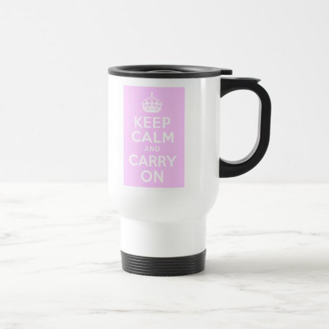 Mug De Voyage Rose pâle Gardez le calme et continuer (Droite)