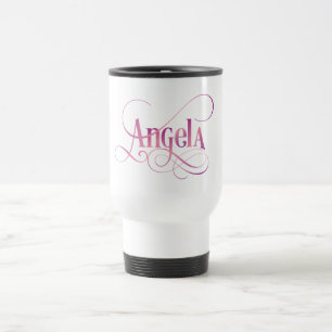 Mug De Voyage Rose tourbillonnant personnalisé d'Angela de