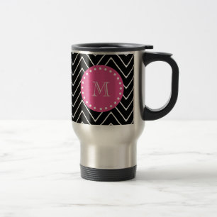 Mug De Voyage Roses indien, Chevron noir et blanc   votre