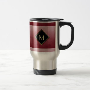Mug De Voyage Rouge balayé élégant avec le monogramme simple