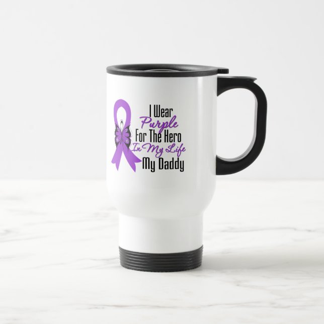 Mug De Voyage Ruban de Cancer pancréatique mon héros mon papa (Droite)