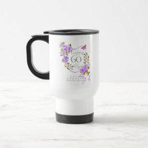 Mug De Voyage Ruban de rose pourpre 60e anniversaire
