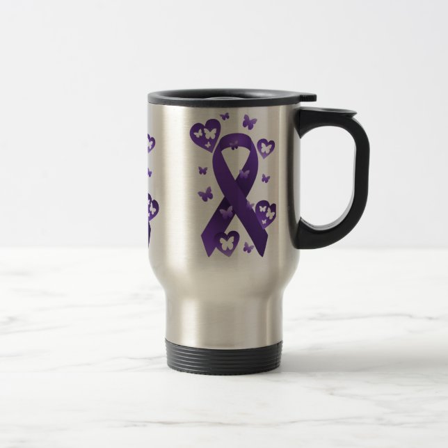 Mug De Voyage Ruban pourpre de conscience (Droit)