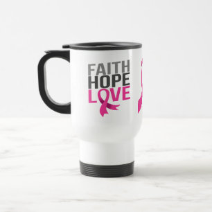 Mug De Voyage Ruban rose espoir foi amour cancer du sein
