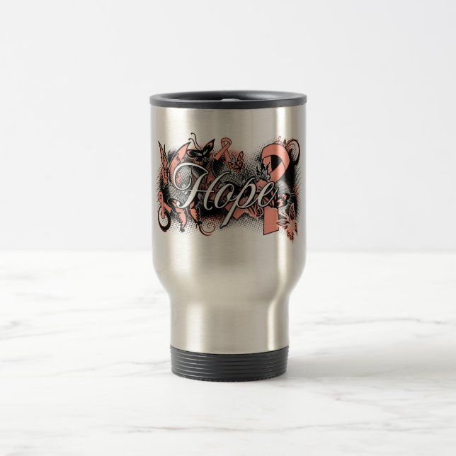Mug De Voyage Ruban utérin de jardin d'espoir de Cancer (Centre)