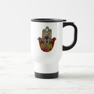 Mug De Voyage Ruby Pomegranate Heart Red Bird Hamsa