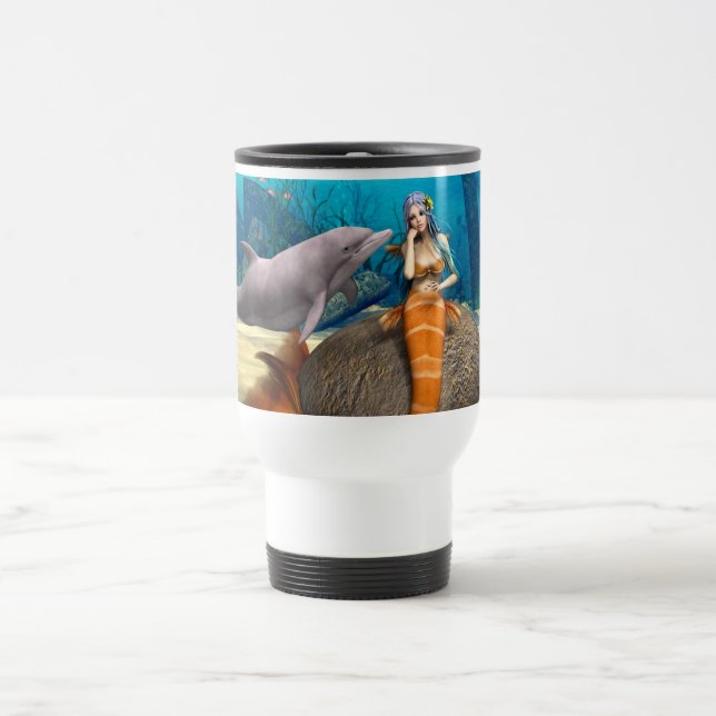 Mug De Voyage Sad Mermaid and Dolphin (Centre)